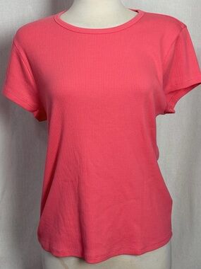 J Crew Ribbed Pink Tee XXL NWT Re-Imagined Stretch Cotton Modal Short Sleeve New